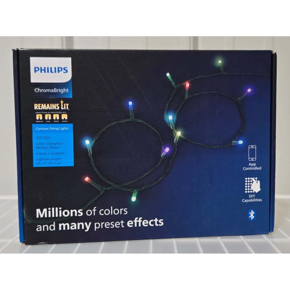 Philips ChromaBright Concave Color Changing 200 LED String Lights w/ App Control